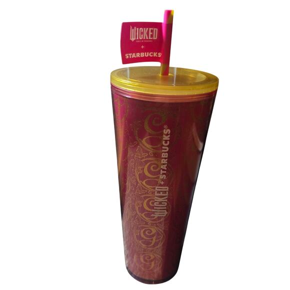 Starbucks x Wicked Glinda Pink Glitter Cold Cup 24oz Tumbler Limited Edition - Picture 1 of 6